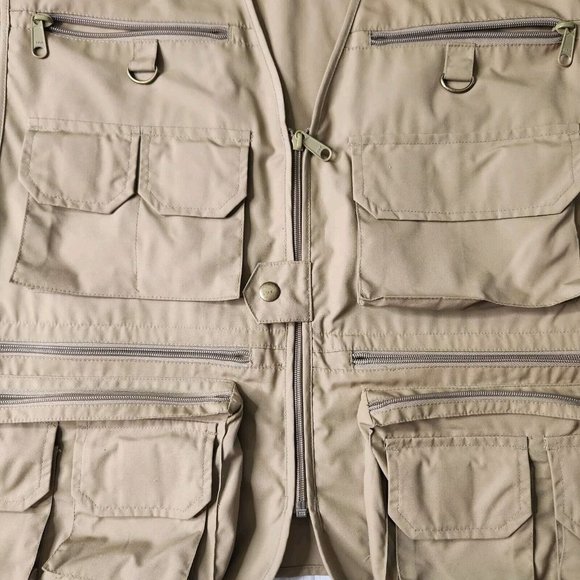 Cabelas Vintage Fishing Hunting Utility Vest Jacket Tan Mens Large L - Picture 5 of 9